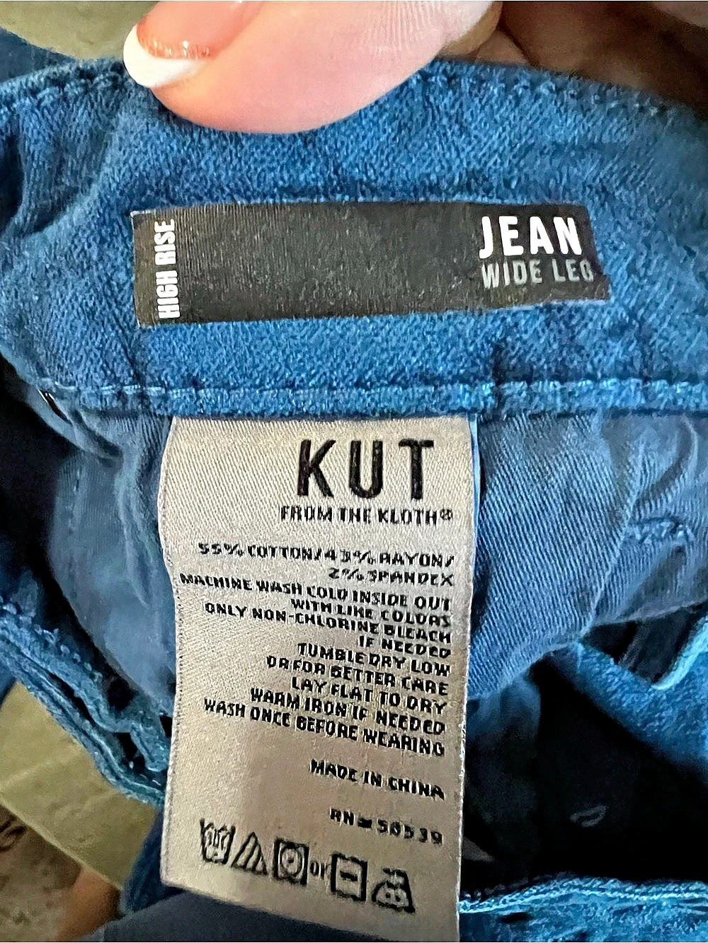 Kut From The Kloth Jean High Rise Wide Leg Elba Blue Corduroy Pants - Picture 10 of 11